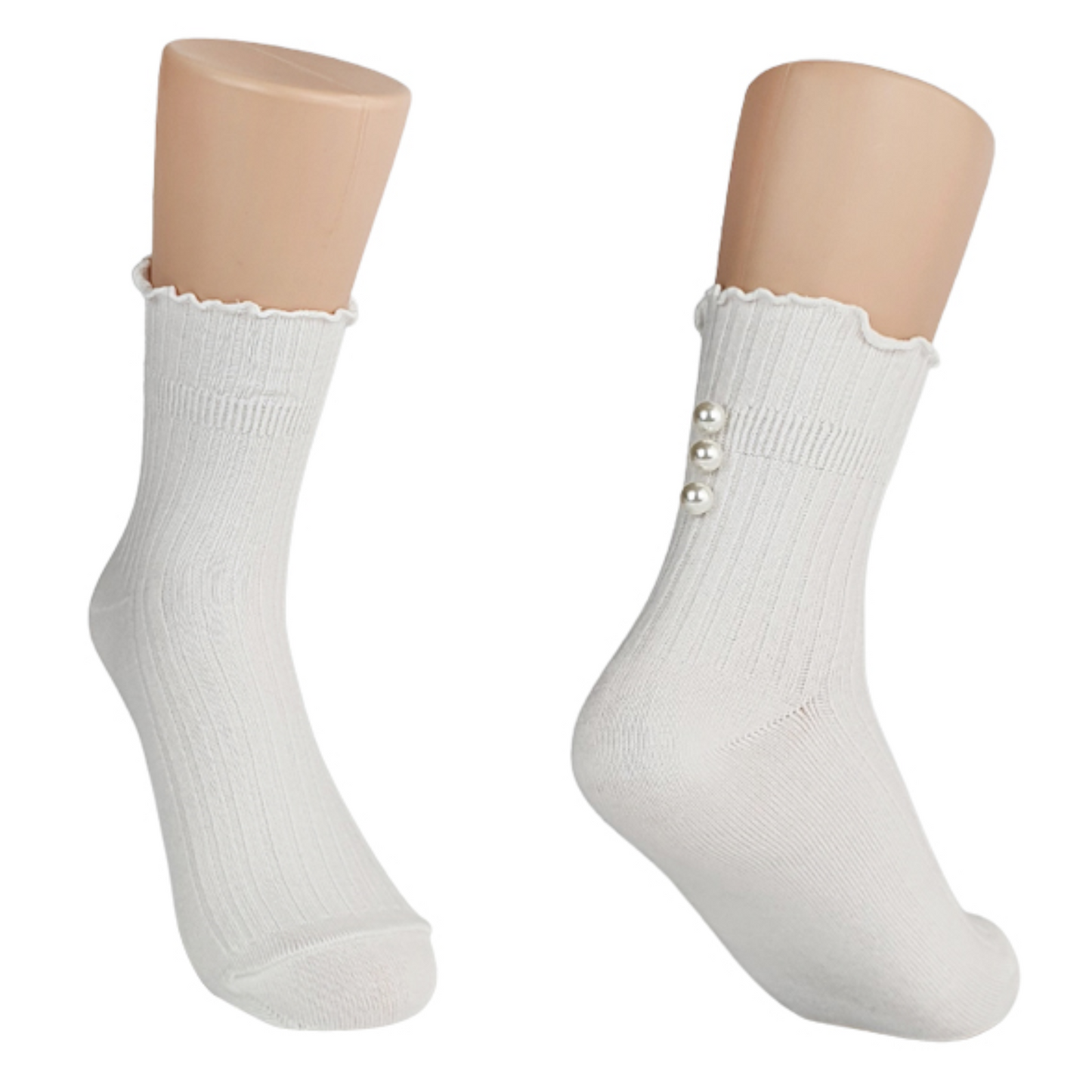 TRIPLE PEARL RUFFLE SOCKS